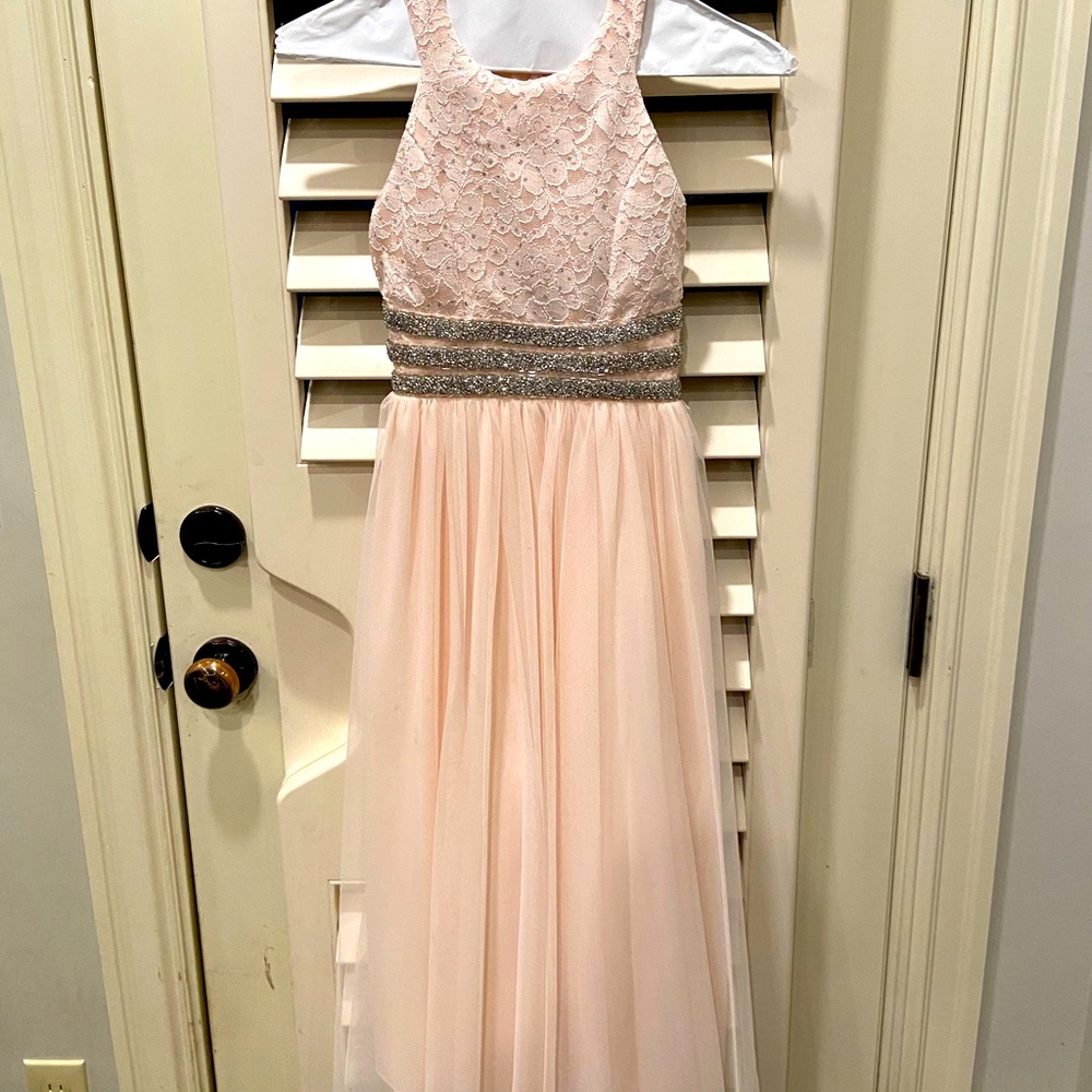 Blush pink dress with stoning around waist
